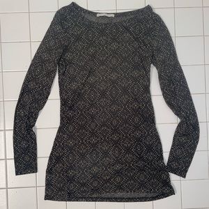 Peruvian Connection Battenburg Lace Tunic Top Long Sleeve Shirt Sz S Moss Black